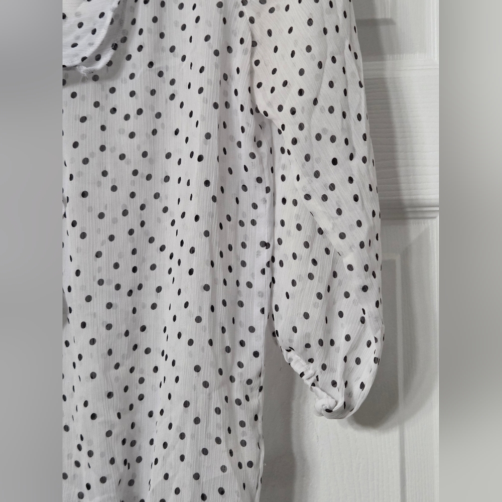 Old Navy White Polka Dot Blouse Size M - Picture 7 of 12